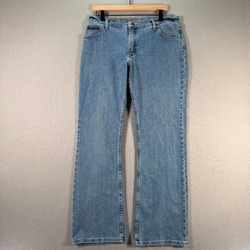 Vintage Wrangler Blues Jean Women 12x32 Blue Lightwash Straight Workwear WB571ST